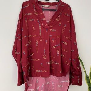 ZARA Burgundy Printed Blouse